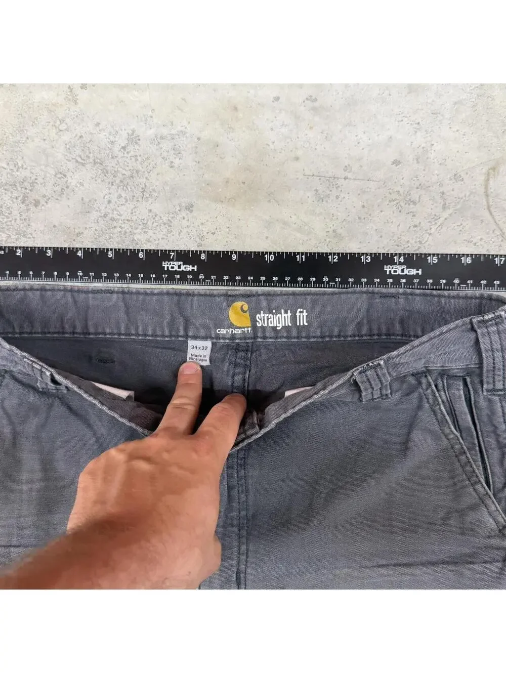 vintage carhartt faded grey straight leg cargo pants size 34 x 32